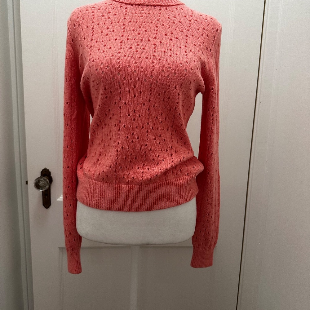 J crew pointelle allover crewneck sweater Pink Medium